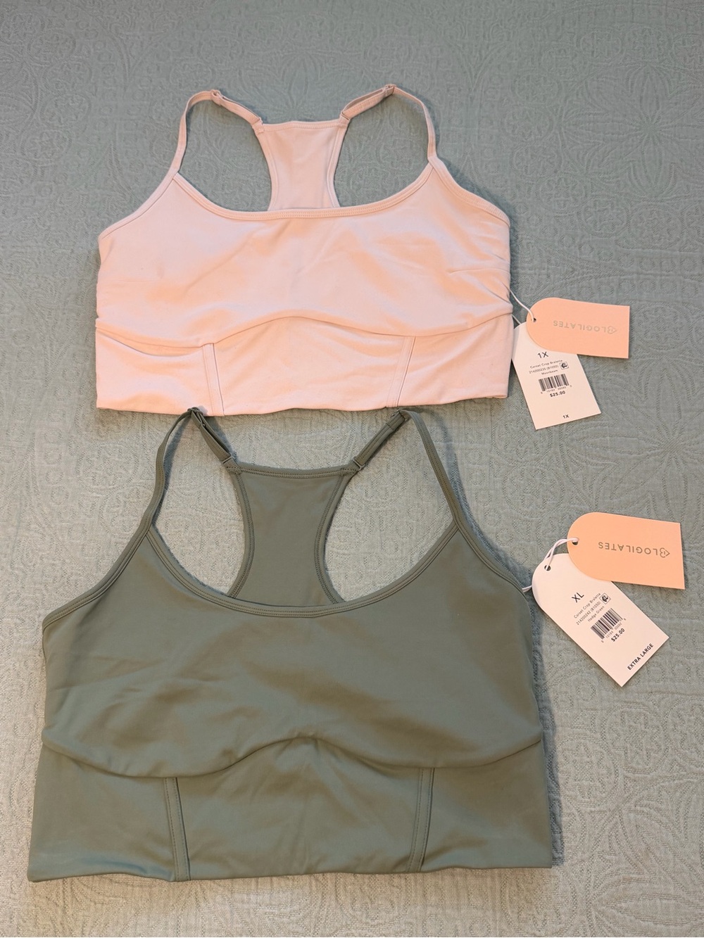 Racerback Bralette Set in Moonbeam and Hedge Green